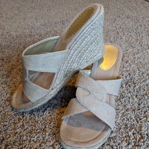 Tan wedge espadrille sandles. Worn once. Size 8.
